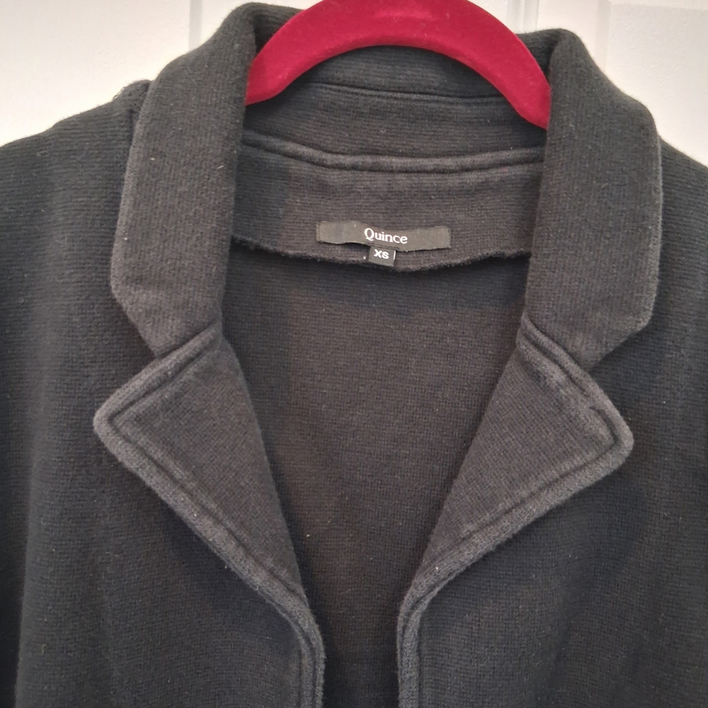 Quince Elegant Charcoal Knit 100% Organic Cotton Open-Front Blazer - Picture 4 of 6
